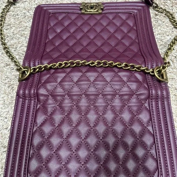 Chanel Aubergine Quilted Shoulder Bag - Picture 2 of 5